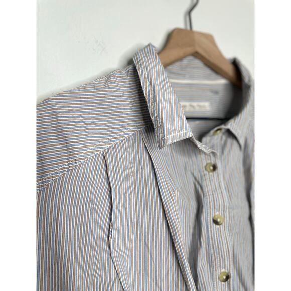 ⭐️ 3/$20 Free People Cassie Button Up Crop Top Large Smocked Stripe Summer - Picture 6 of 12